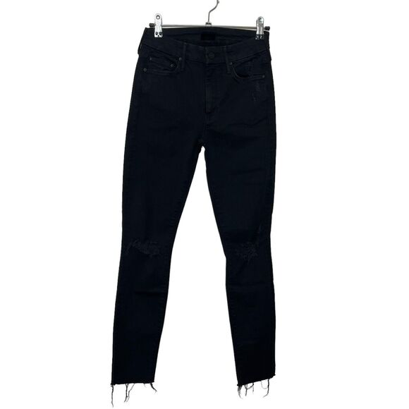 MOTHER The Looker Skinny Jeans Women’s Size 24 Gold Bolt Raw Hem Cropped - Picture 2 of 16